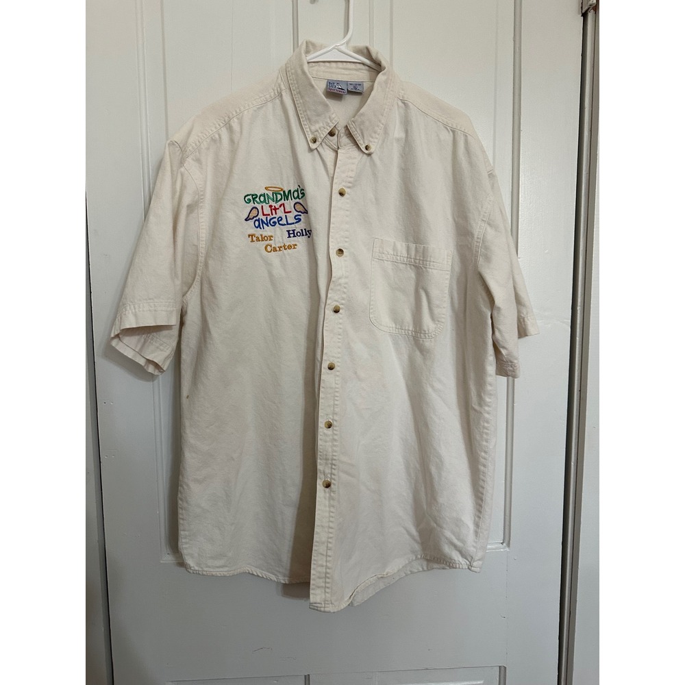 Bay City Sportswear Grandmas Little Angels Embroidered Shirt Cream XL Vintage